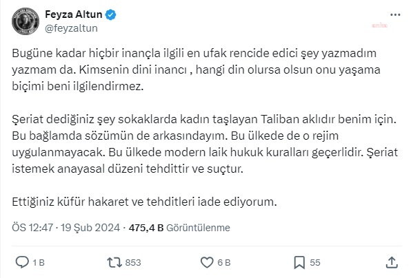 Avukat feyza altun'a 'şeriat' soruşturması