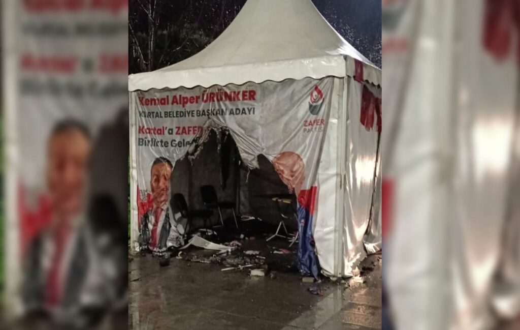 Zafer partisi seçim çadırının yakılmasında 1 gözaltı