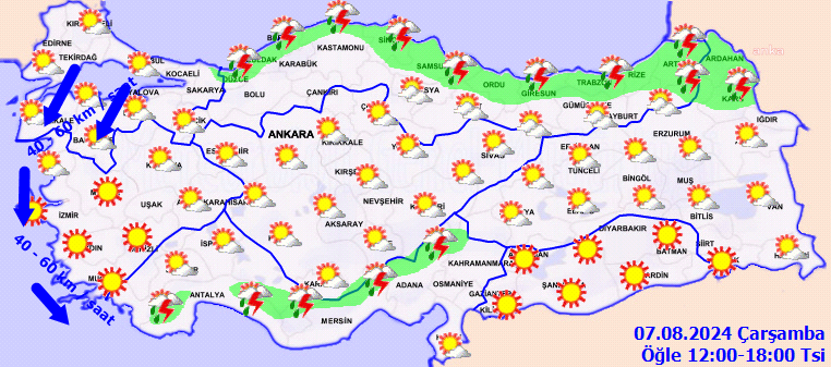 Yurdun kuzeyine sağanak, güneyine aşırı sıcak uyarısı