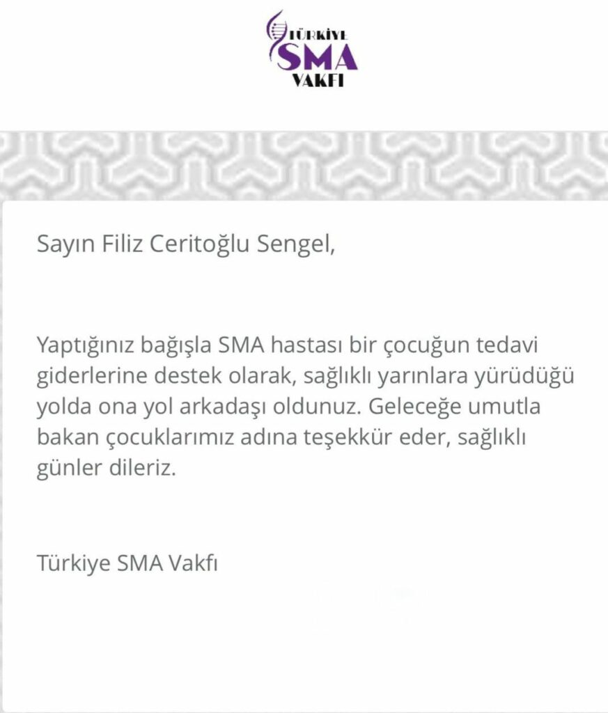 Kazandığı tazminatı sma hastası çocuklara bağışladı