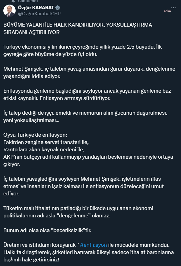 Büyüme yalanı ile halk kandırılıyor